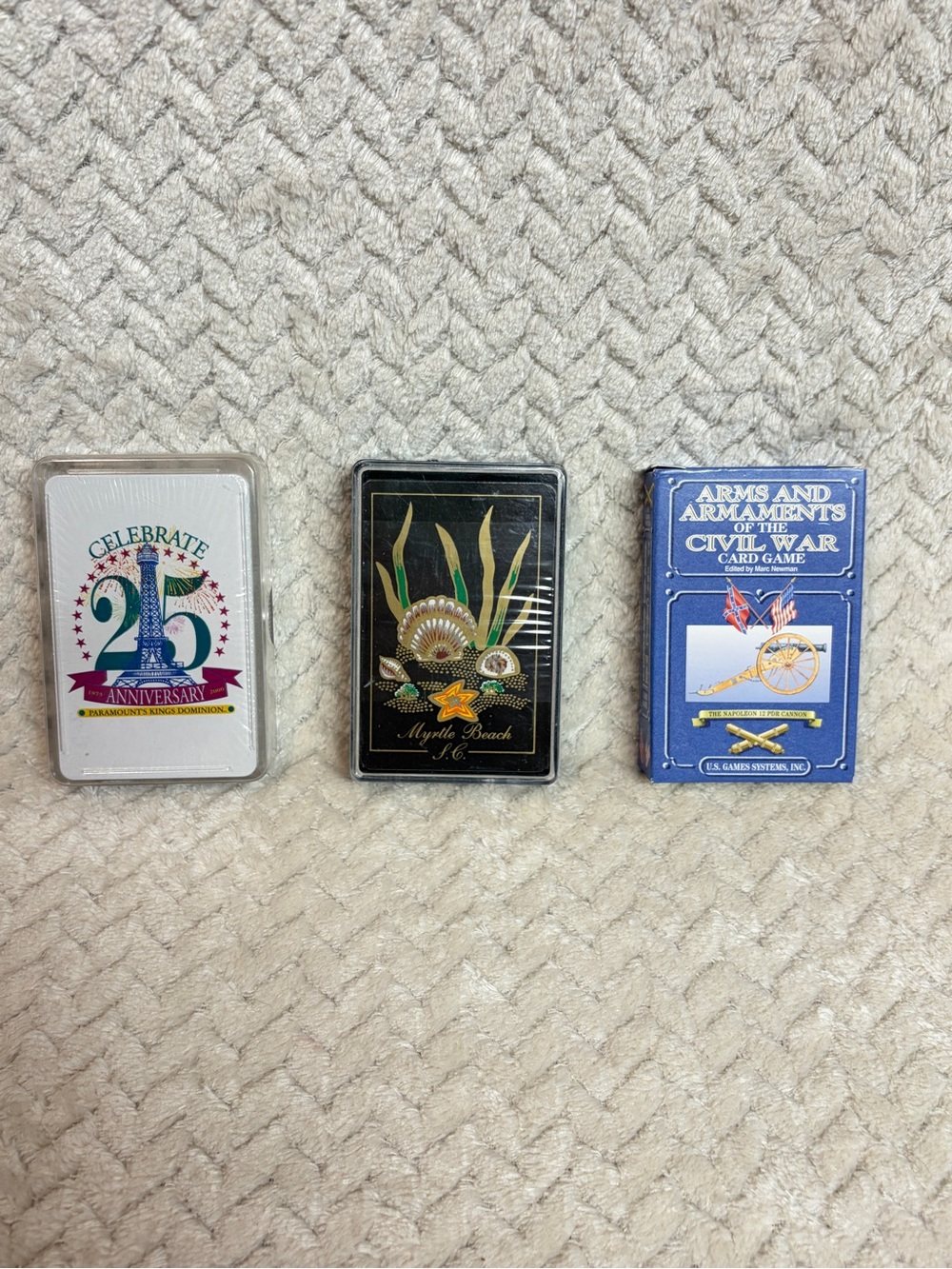 Vtg Sealed Playing Cards Lot of‎ 3: Kings Dominion 25th, Myrtle Beach, Civil War